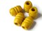 5 28mm Large Yellow Fluted Barrel Beads Vintage Wood Macrame Beads
